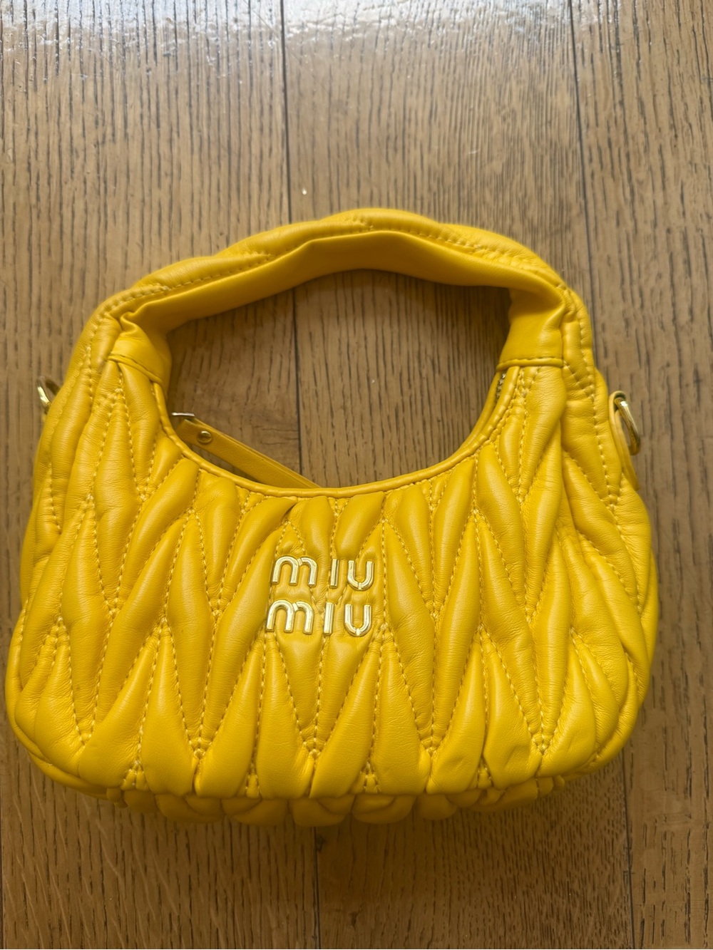 Yellow Quilted Leather Mini Shoulder Bag